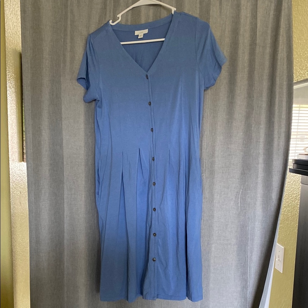Blue Button-Down Women's Dress